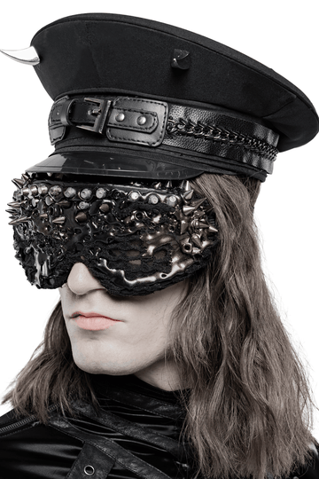 Punk Military Cap with Spikes and PU Leather Straps